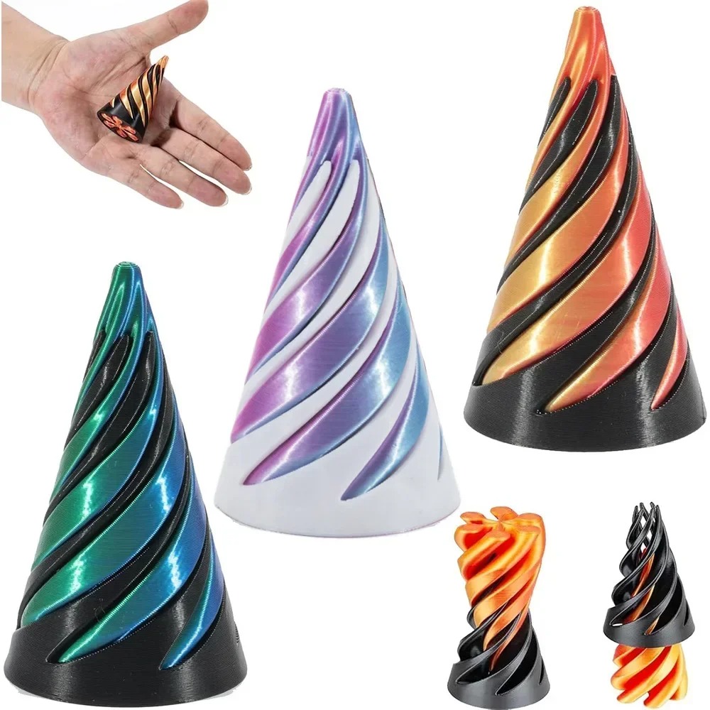 3D Printing Idea - 3D-Gedruckte Spiralkegel-Spielzeugfigur, Unmögliche Pyramiden-Durchgangsskulptur, Durchgangs-Pyramiden-Spielzeug, Mini-Vortex-Gewirke-Illusion
