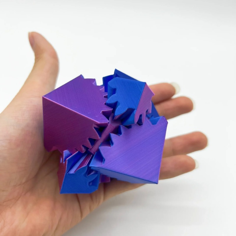 3D Printing Gears - Desktop-Dekoration, 3D-gedrucktes Würfelspielzeug, Zahnradball, Stressabbau-Würfel, rotierendes