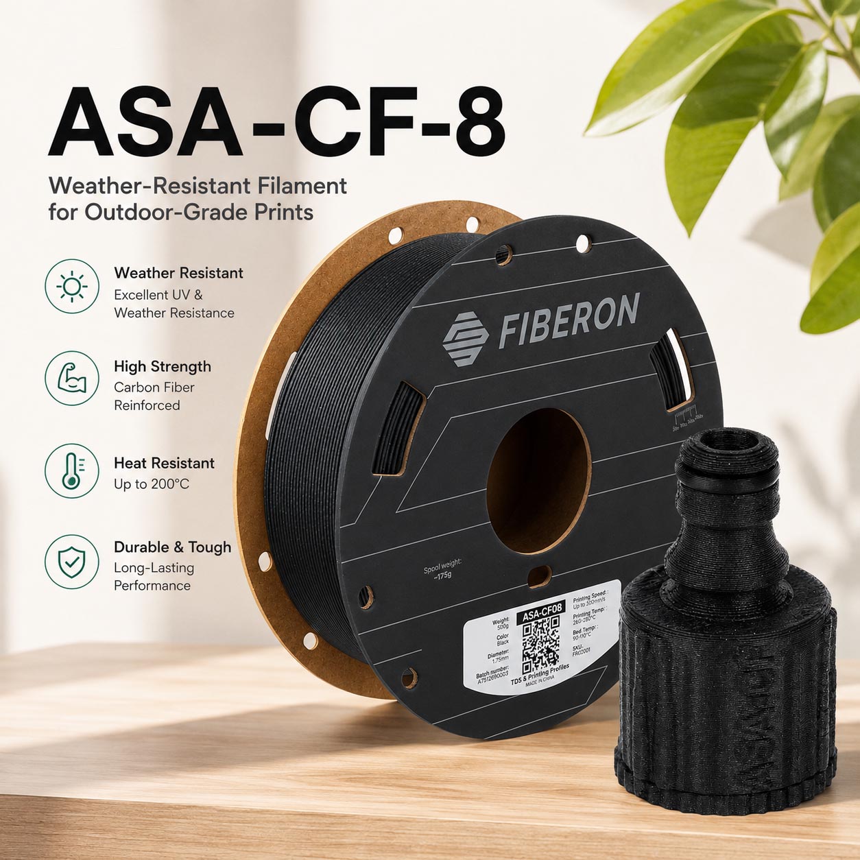 Asa Filament Outdoor - Polymaker ASA-CF8 Carbonfaser 3D-Drucker Filament 1,75mm