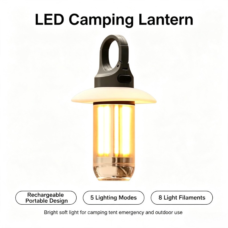 Asa Filament Outdoor - LED-Campinglaterne, wiederaufladbar, tragbare Taschenlampe, Arbeitsleuchte, 5